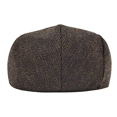 STARANCE Men Wool Blend Newsboy Cap Flat Hat - color: Herringbone Coffee, size: 7 1/4