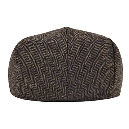 STARANCE Men Wool Blend Newsboy Cap Flat Hat - color: Herringbone Coffee, size: 7 1/4