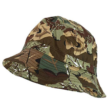Armycrew Pigment Dyed Washed 100% Cotton Unisex Bucket Hat - color: Leaf Camo