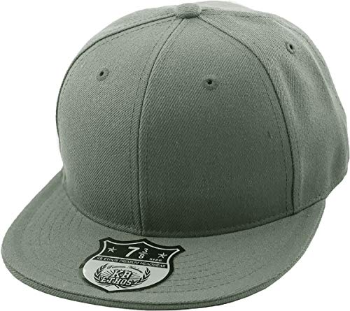 KBETHOS® Original 6 Panel Flat Brim True-Fit Fitted Cap - color: 05. Dark Gray, size: 7 1/8