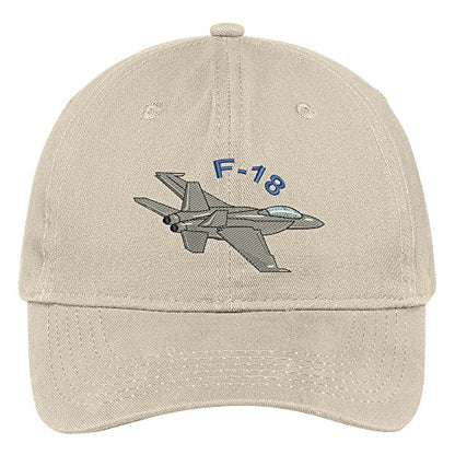 Trendy Apparel Shop F-18 Hornet Embroidered Cap Premium Cotton Dad Hat - color: Stone