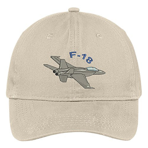 Trendy Apparel Shop F-18 Hornet Embroidered Cap Premium Cotton Dad Hat - color: Stone