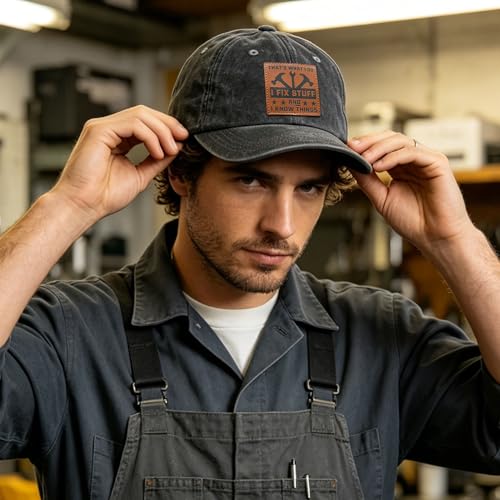 Embroidered Leather That's What I Do I Fix Stuff and I Know Things Hat for Men Dad Husband Uncle Adjustable Baseball Cap - color: L-fix Stuff-06