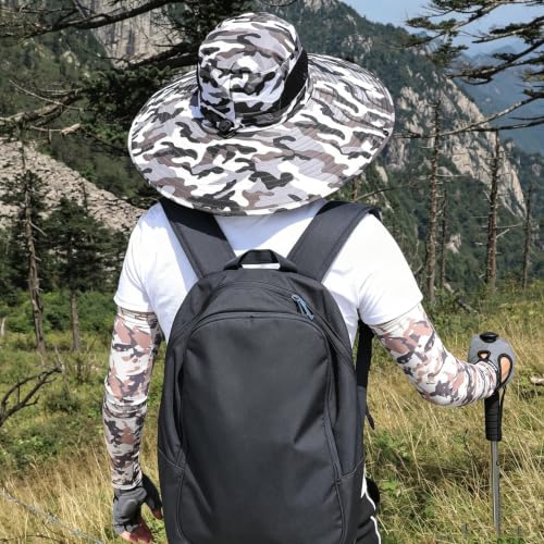 HUAMULAN Men Women 6" Wide Brim Sun Protection Hat Summer Fishing Hats - color: Hn002-micai7