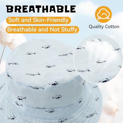 Durio UPF 50+ Baby Sun Hat Wide Brim Toddler Bucket Hats for Boys 0-8 Years - color: A Blue, size: 4-8 Years