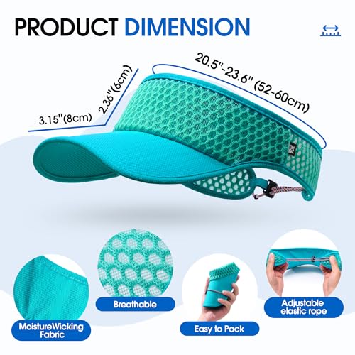 AUSFLUG Sun Visor Hat Men Women - Moisture Wicking Lightweight Sports Cap - color: Teal