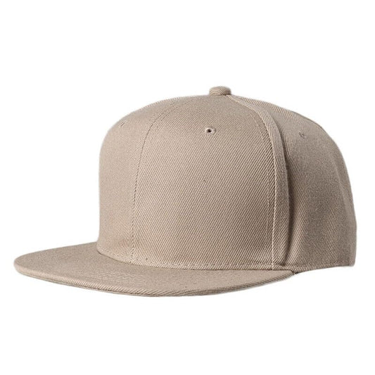 Boolavard Classic Snapback Hat Cap Hip Hop Style Flat Bill Blank Solid Color Adjustable Size - color: Khaki