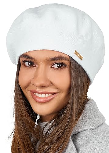 Beret - Warm Lined Wool Angora Knit Berets - French Paris Hat for Women - color: White