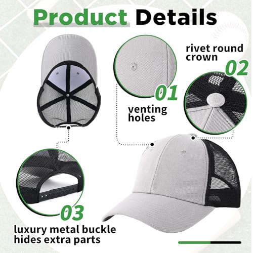 Suhine 24 Pcs Blank Trucker Hat Bulk,Unisex Baseball Cap - color: Black Blue Gray