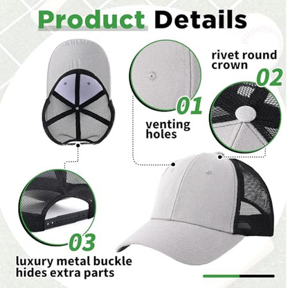 Suhine 24 Pcs Blank Trucker Hat Bulk,Unisex Baseball Cap - color: Black Blue Gray