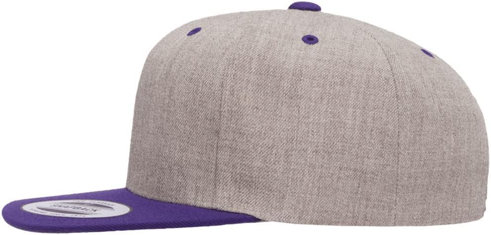 YP Classics 6089 Wool-Blended 6 Panel High Profile Flatbill Snapback Cap - color: Heather/Purple