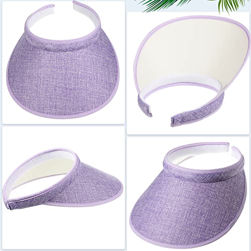 Jiuguva 10/36 Pack Sun Visor for Women Wide Brim Golf Clip on Visor Hat Adjustable Beach Cap for Men Women Travel Sport