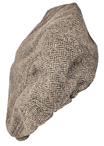 Traditional Men's Irish Flat Cap, 100% Wool Tweed, Made in Ireland - color: Brown, size: Small
