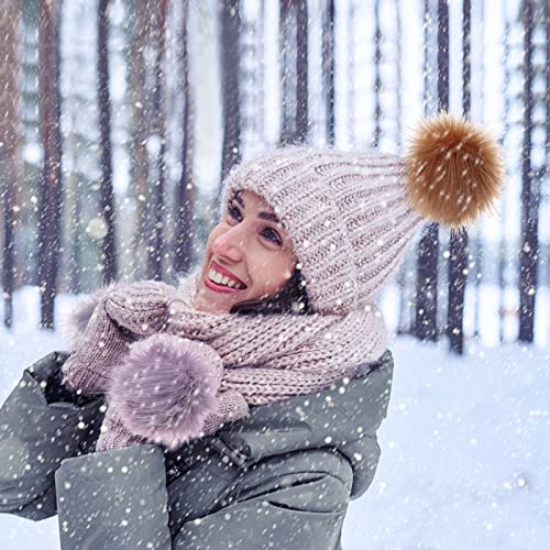 Tatuo 16 Pcs Faux Fur Pom Poms for Hats, Black,Gray, Brown,White, Natural - color: Black, Gray, Brown, White, Natural