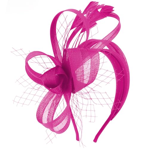 Fascinators Hats for Women, Fascinator Headband Tea Party Hat - color: Hot Pink
