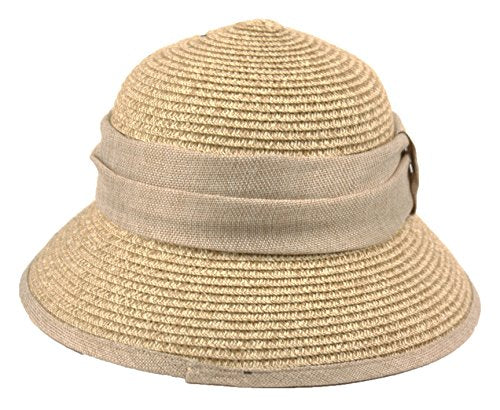 Women's Gatsby Linen Cloche Hat with Lace Band and Flower - color: Cl2797toast