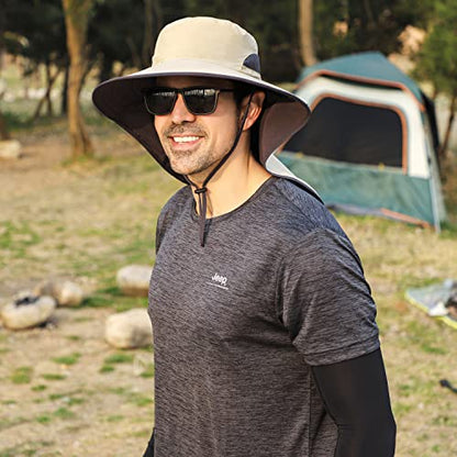 HUAMULAN Women Men Wide Brim Sun Hat Hiking Fishing Hats with Neck Flap - color: Hyp011-mise