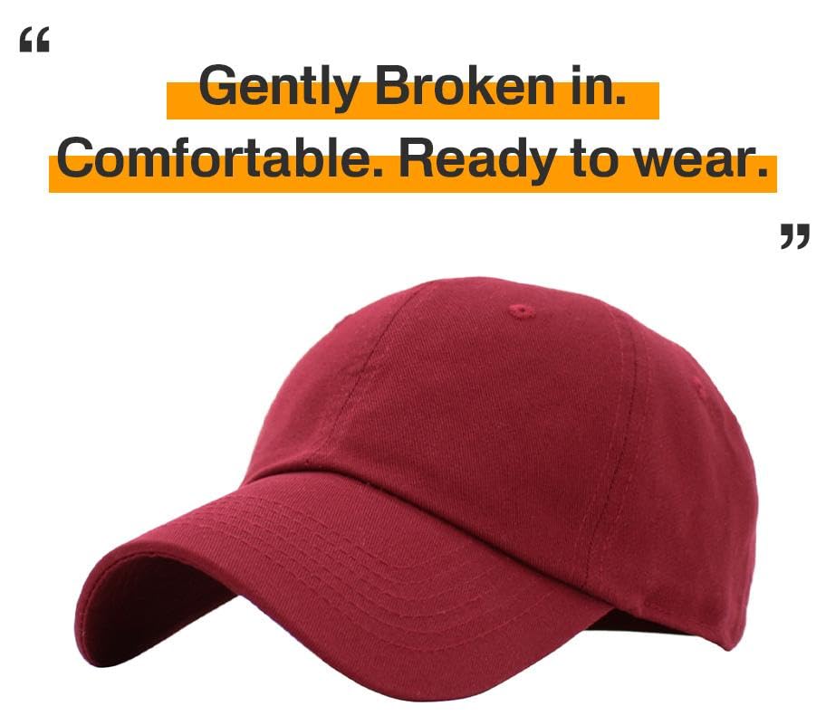 KBETHOS Classic Unisex Cotton Adjustable Low Crown Baseball Cap – Plain Dad Hat - color: Burgundy