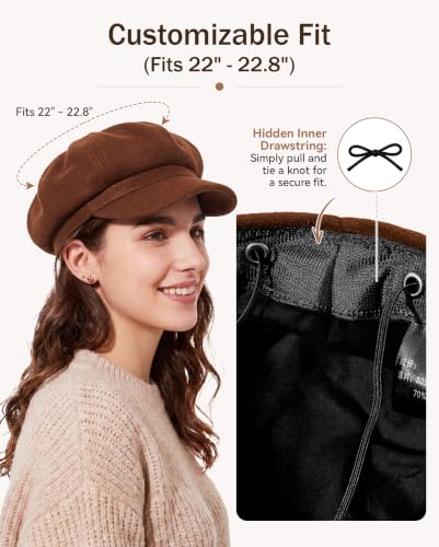 American Trends Newsboy Hats for Women Baker Boy Cap Fall Winter Beret - color: A-caramel