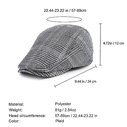 Vintage Plaid Newsboy Flat Cap Beret Ivy Driver's Hat