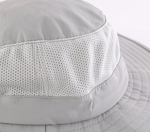 Home Prefer Outdoor UPF50+ Mesh Sun Hat Wide Brim Fishing Hat with Neck Flap Sun Hat for Men Women - color: Light Gray