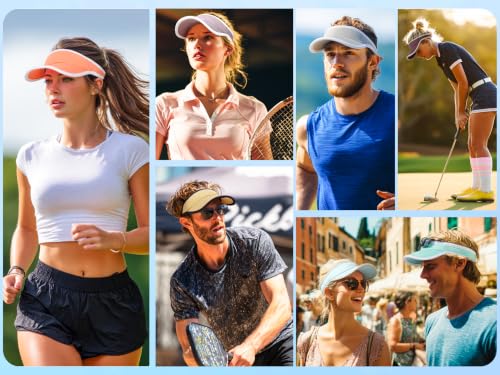 Sun Visor Caps Foldable Brim Adjustable Visor Hats for Women Men - color: Navy Blue