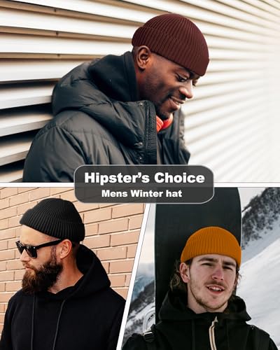 Short Fisherman Beanie for Men Women Wool Fleece Lined Winter Hat - color: 1pcs-dark Coffee