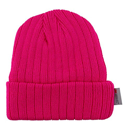 Armycrew 3M Thinsulate Insulation Fleece Lined Long Cuff Ribbed Beanie - color: Neon Pink