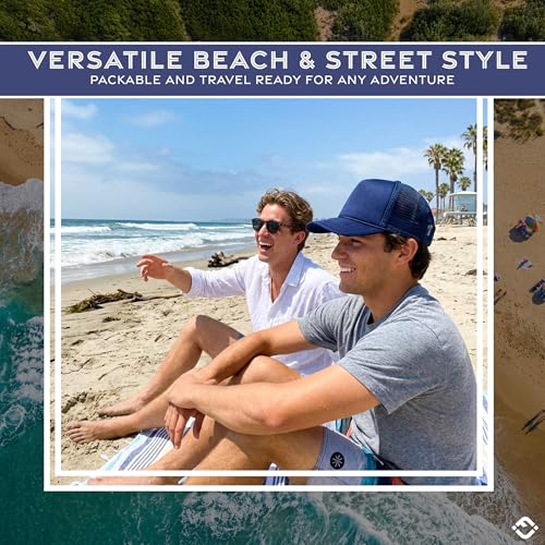Funky Junque Blank Mesh Foam Lightweight Snapback Trucker Hat - color: Navy