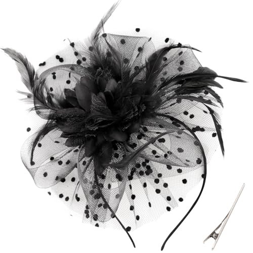 AQOKKA Women Fascinators Hats Flower Fascinators with Headband and Clip Tea Party Headwear for Women and Girls - color: Black a