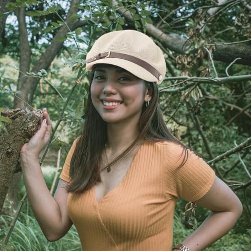 Lightweight Newsboy Cap Beret Breathable Mesh Sun Hat Beach Hats for Women - color: White