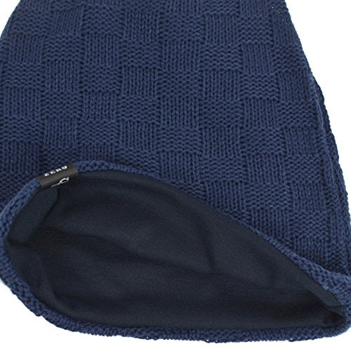 VECRY Men's Slouch Beanie Skull Cap Long Baggy Hip-Hop Winter Summer Hat - color: Checked-navy