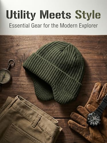 Winter Beanie for Men Women with Earflap, Fleece Lined Beanie Soft Warm Knit Hat Ski Stocking Cuffed Cap - color: Army Green