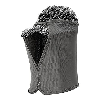 Unisex Sun Protection Neck Shade Mesh Cap Drape Elastic Cooling Face Covering - color: Dark Grey