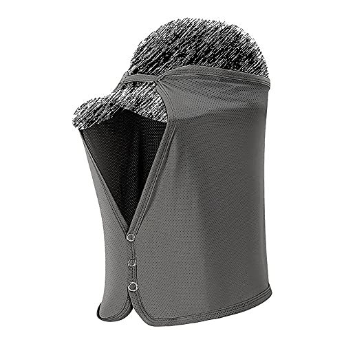 Unisex Sun Protection Neck Shade Mesh Cap Drape Elastic Cooling Face Covering - color: Dark Grey