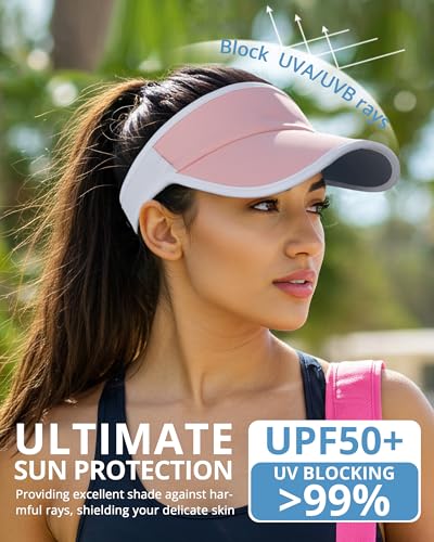 GADIEMKENSD Foldable Sun Visor Hat UPF 50+ Lightweight Adjustable - color: Pink White