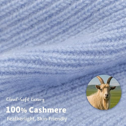 100% Cashmere Beanie for Women and Men, Soft Warm Winter Knit Hat - color: Blue