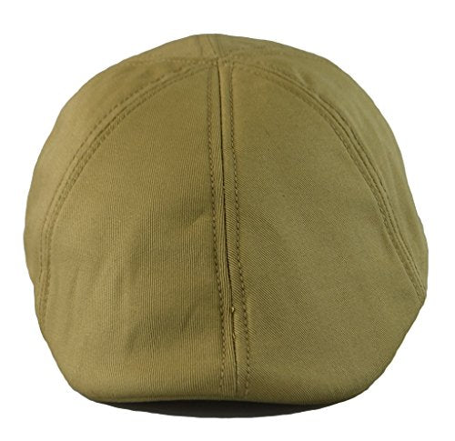 Men’s Flat Cap – 6 Panel Duckbill Ivy Hat, Lightweight Cotton Driving Cap with Elastic Band, Classic Newsboy Golf Hat - color: Khaki
