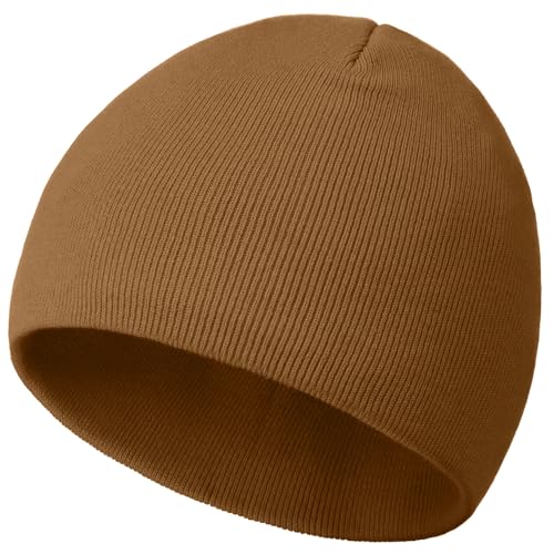 100% Cotton Beanie Hat Cuffless Beanies Warm Knit Winter Skull Cap - color: 1pcs-coffee