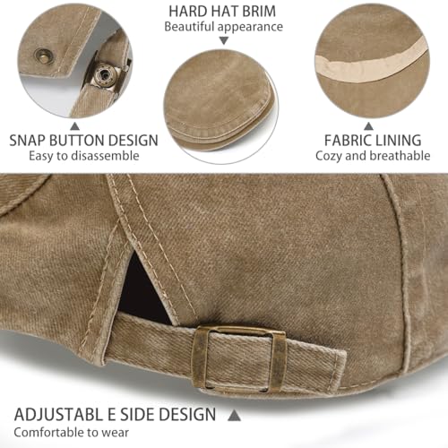 Initlove Mens Newsboy Cap Washed Beret Ivy Hat Flat Hats for Cabbie Driving - color: Khaki