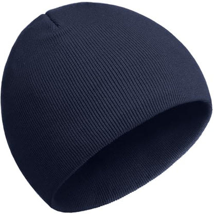 ROYBENS 100% Cotton No Cuff Beanie Hat Men Women, Fisherman Skull Cap - color: Navy Blue