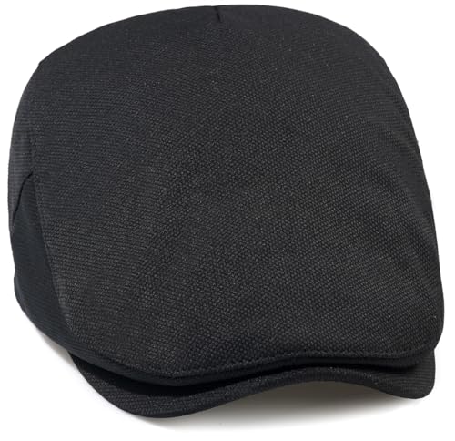 Newsboy Hats for Men Flat Cap Adjustable Irish Cabbie Ivy Driving Hunting Hat - color: Black