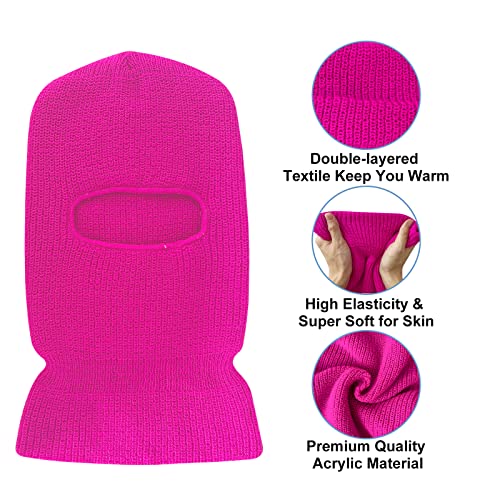 Evridwear Winter Balaclava Ski Mask Warm Knitted Full Face Cover for Men and Women Outdoor Sports Cycling - color: Barbecore Pink, style: Double Layered