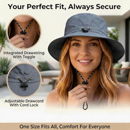 Honnesserry Bucket Hats for Woman Men Outdoor UV Sun Protection Hat Nylon - color: Dark Grey