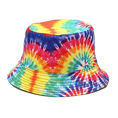 Unisex Print Double-Side-Wear Reversible Bucket Hat - color: Colorful Tie-dye a