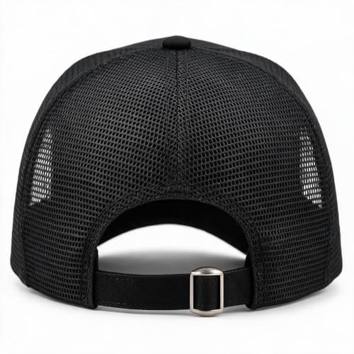 Oversize XXL Mesh Trucker Hat Big Head Hats for Men High Crown Baseball Cap Breathable Dad Hat Adjustable 23.6"-25.6" - color: Black
