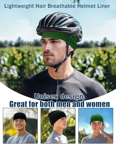 Cotton Skull Caps Lightweight Summer Beanie Hat Thin Sleep Sleeping Hats Chemo Caps Running Helmet Liner - color: Black & Green