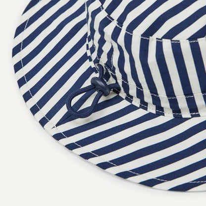Amazon Essentials x Sofia Grainge Unisex Babies' Cotton Bucket Hat - color: Navy Stripe, size: 3-6 Months