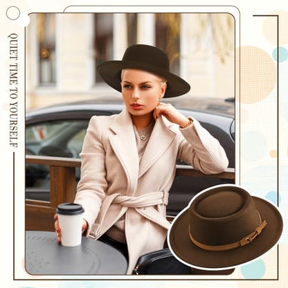 Hercicy Wool Fedora Hat for Women - color: Brown, Khaki, Beige, Camel