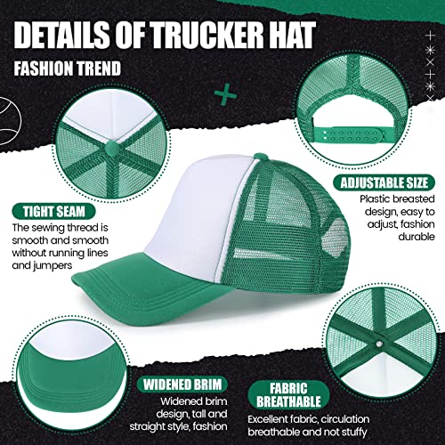 Tarpop 10 Pcs Sublimation Blank Trucker Hats Bulk - color: Green and White